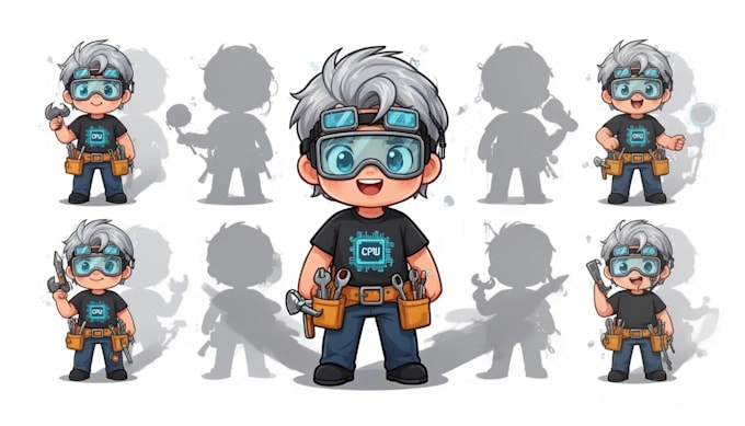draw kawaii chibi worker mascot character with your profession