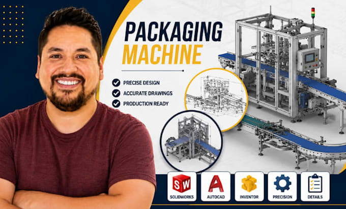 packaging machine drawing, packaging cad, solidworks conveyor system cad autocad