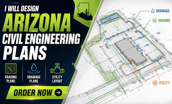 design arizona civil engineering plans, drainage, grading plans utility layout