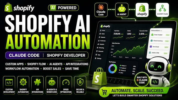 shopify ai agent developer, claude code, custom app, mcp API automation expert