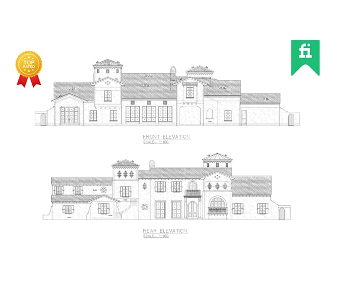 draw any architectural elevation in auto cad 2d