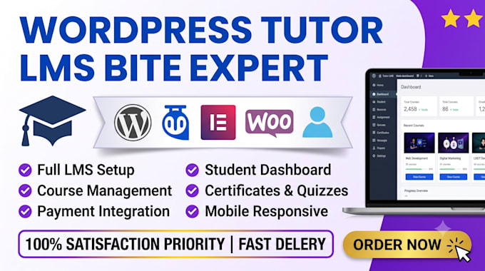 build wordpress lms website or elearning website with learndash tutor lms