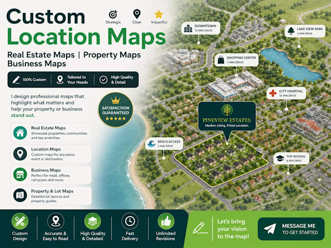 create custom location map, real estate map, property map, and business map
