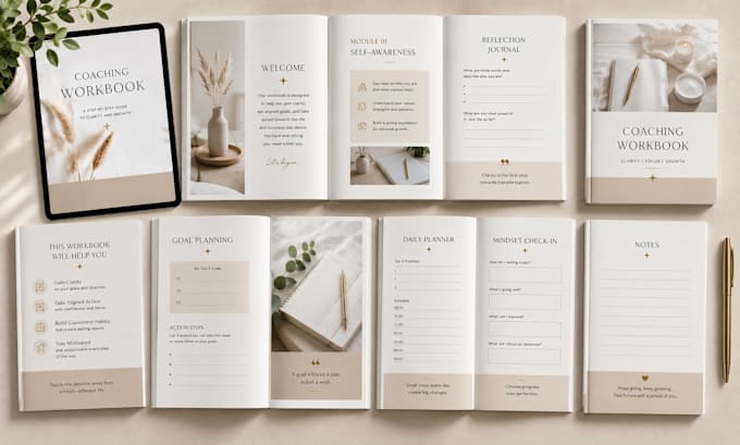 design editable coaching workbook guide canva work and client workbook