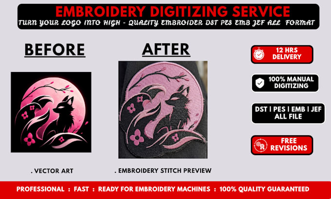 premium digitizing for embroidery patches and applique dst pes all format