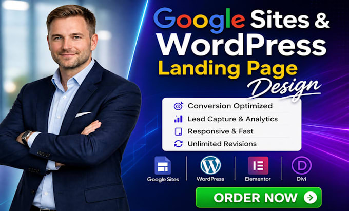 build google sites wordpress landing page design elementor pro and divi builder