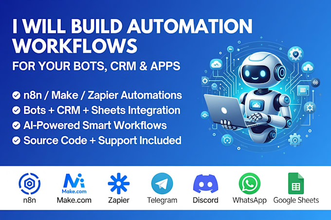 build automation workflows for bots CRM and payments