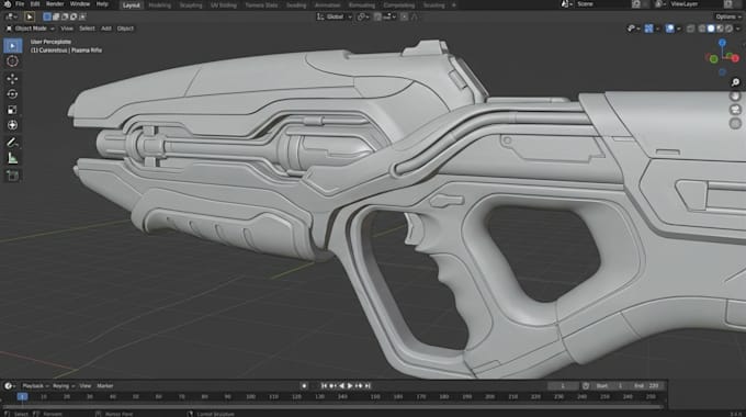 model, rig, and animate futuristic 3d guns for unreal engine and unity