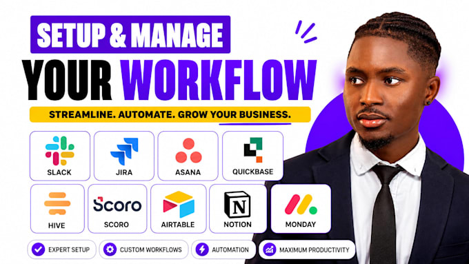 setup slack jira asana quickbase hive scoro airtable notion monday management