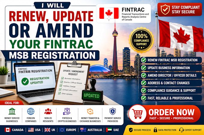 renew, update or amend your fintrac msb registration