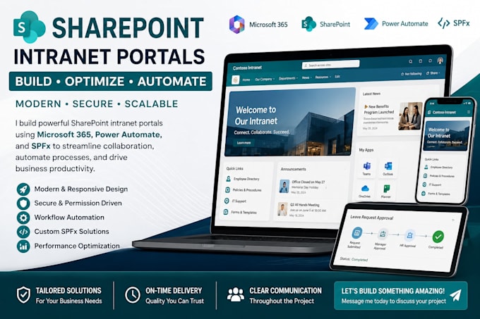 build private sharepoint intranet website portal for your company