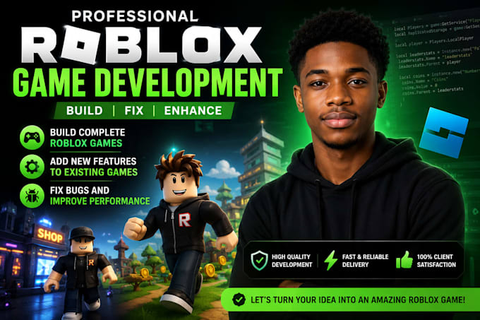 develop, fix, and build a professional roblox game in roblox studio