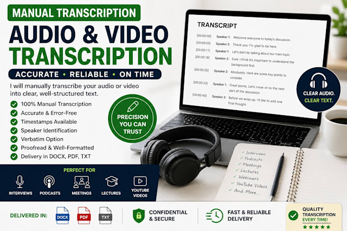manually transcribe audio and video with timestamps