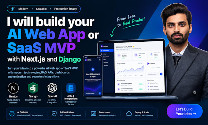 build your ai web app or saas mvp with next js and django