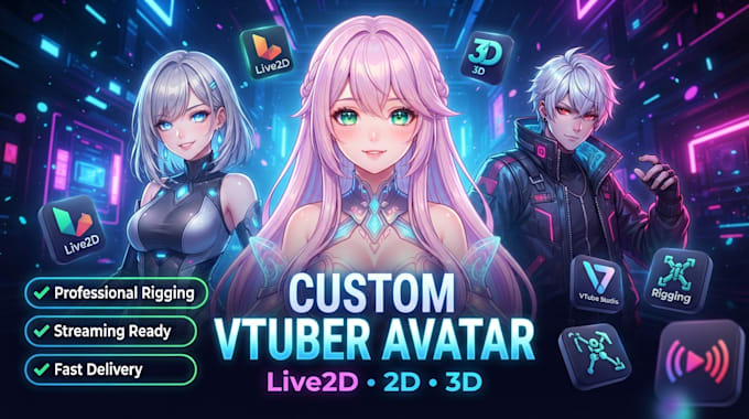 design rig pro vtuber character in live2d,3d,2d streaming avater vtuber model