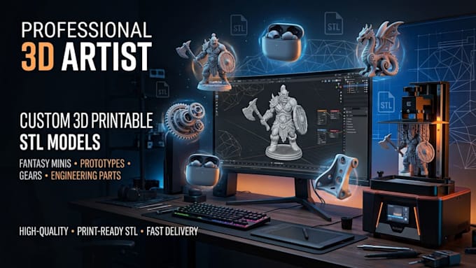 create custom 3d printable stl models for 3d printing