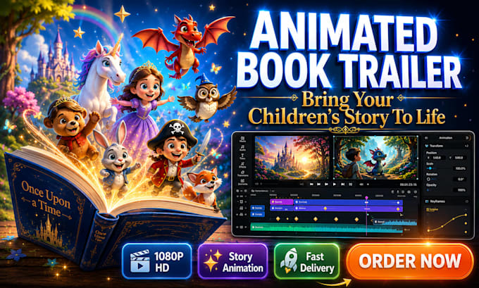 create a professional animated book trailer for your childrens book