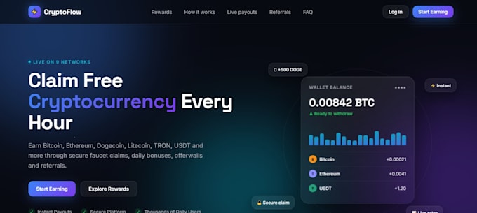 make a multicoin crypto faucet website with admin panel