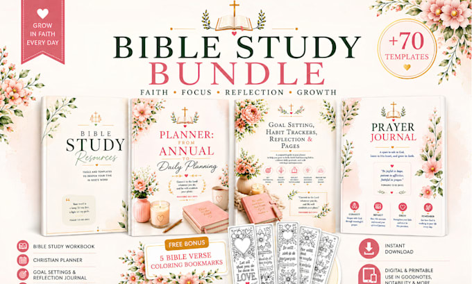 design a premium bible study planner for woman