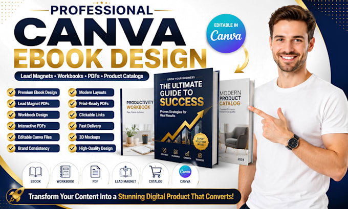 design a modern canva ebook, PDF, and workbook