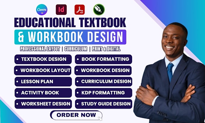 design and format educational textbook, workbook, worksheet and lesson plan