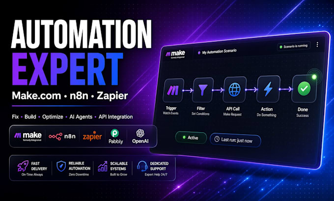 setup make com automation, fix make com, made com, n8n automation, make ai agent