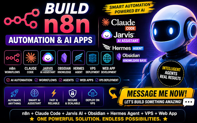 build n8n claude code jarvis ai assistant with obsidian herme agent vps web app