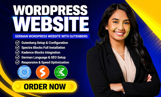 build german wordpress website using gutenberg spectra with kadence blocks