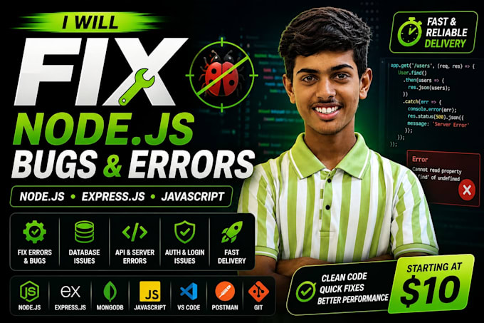 fix nodejs, expressjs and javascript bugs