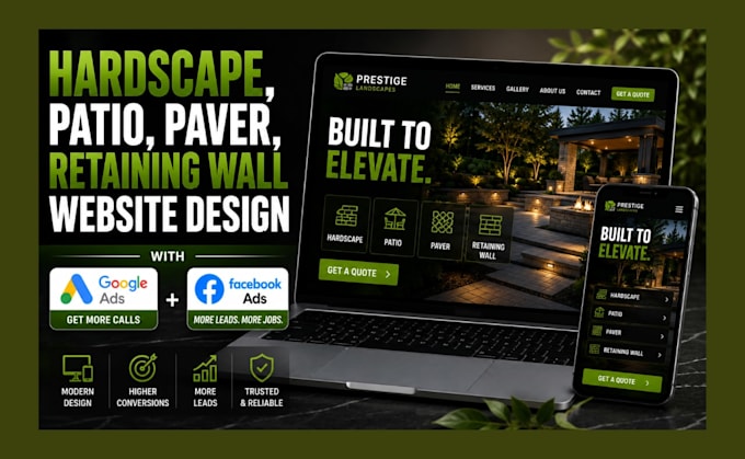design hardscape, patio, paver, retaining wall website google and facebook ads