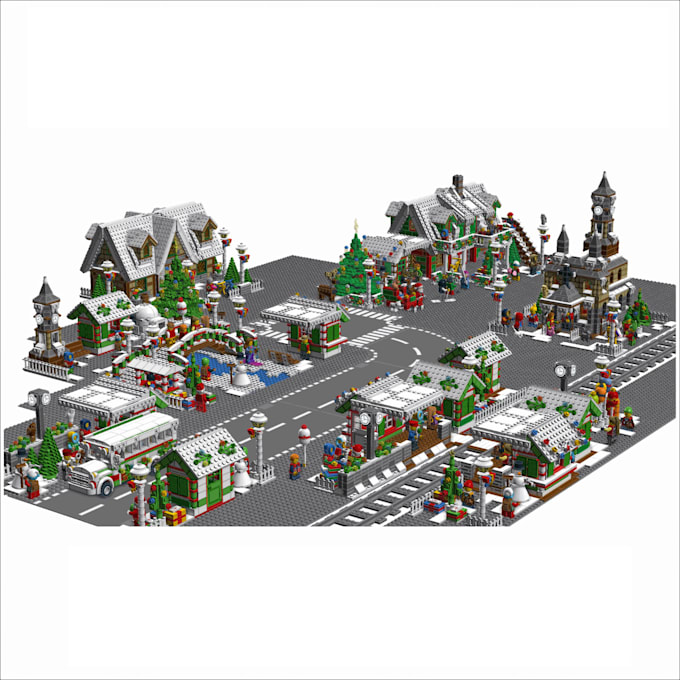 design custom christmas moc model winter village using bricklink studio file