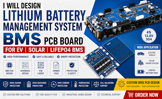 design lithium battery management system bms pcb board for ev solar lifepo4 bms