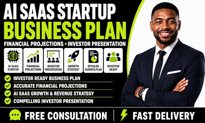 write ai saas startup business plan financial projections investor presentation