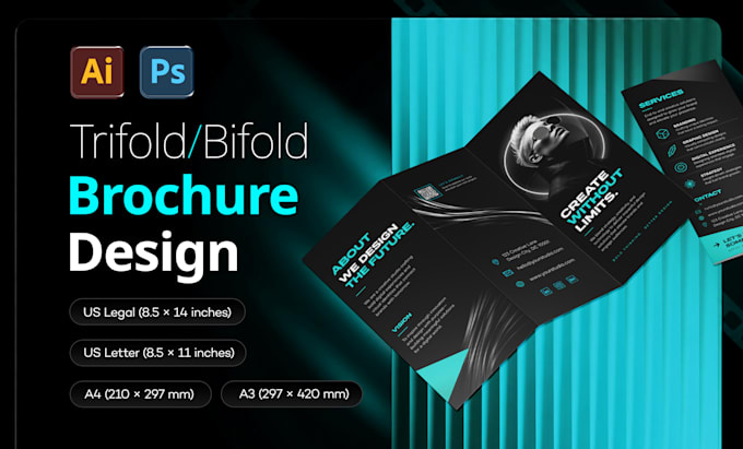 design bifold trifold brochure, flyer, booklet and catalog