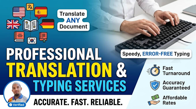 provide flawless typing and language translation services