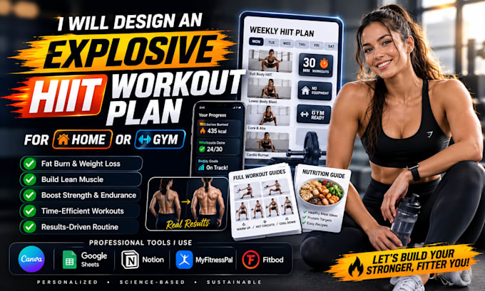 design an explosive hiit workout plan for home or gym