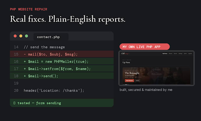 fix bugs and update your PHP website