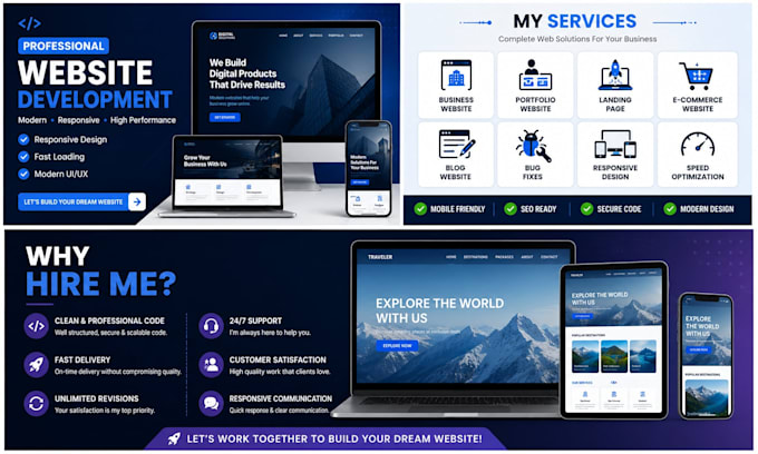do custom web development, react, or html css landing