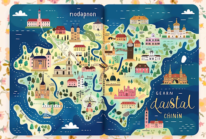design a isometric 2d event vector map or illustrated maps