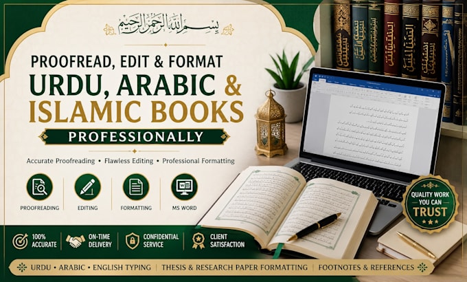 proofread edit and format urdu arabic books professionally