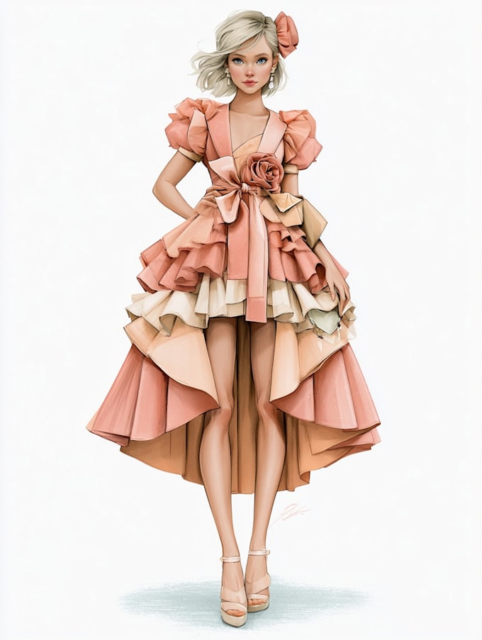 draw a professional fashion illustration