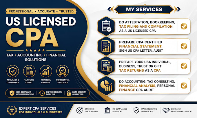 prepare CPA certified financial statement, sign US CPA letter, audit