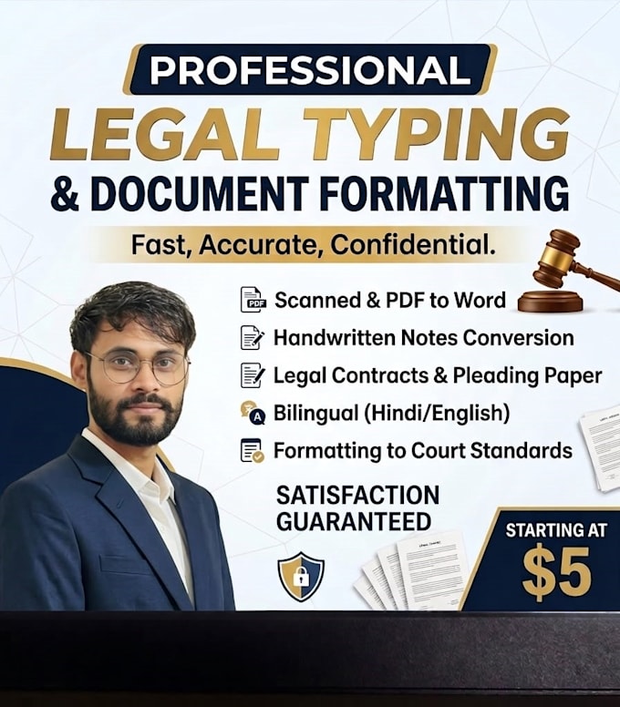 do fast legal typing, handwritten to word, document formating,