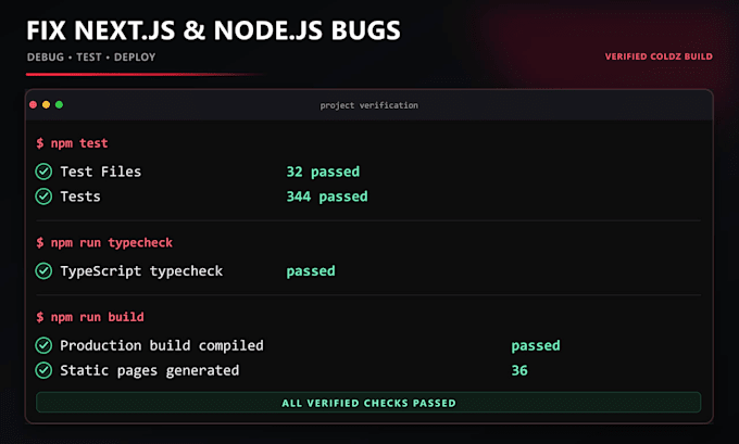 fix react next js node js or vercel bugs fast