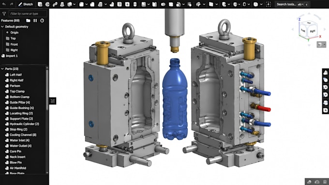 do injection mold, plastic parts, enclosure, casing design using solidworks