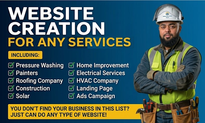 design contractor website, roofing website, hvac website and plumbing website