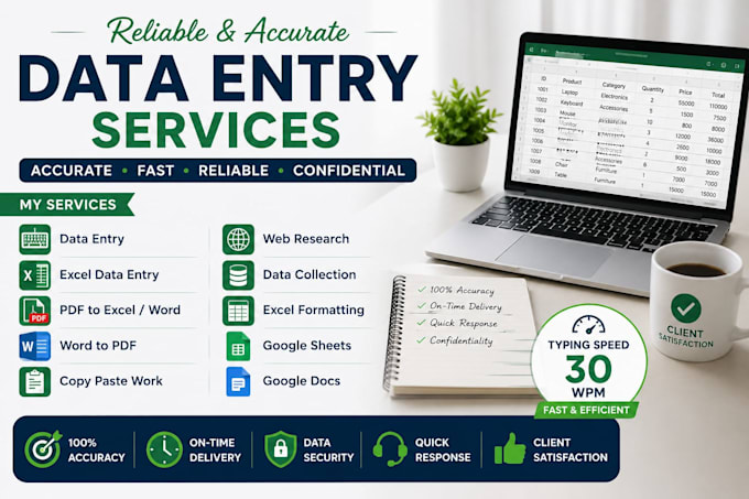 do accurate excel data entry, copy paste and PDF conversions