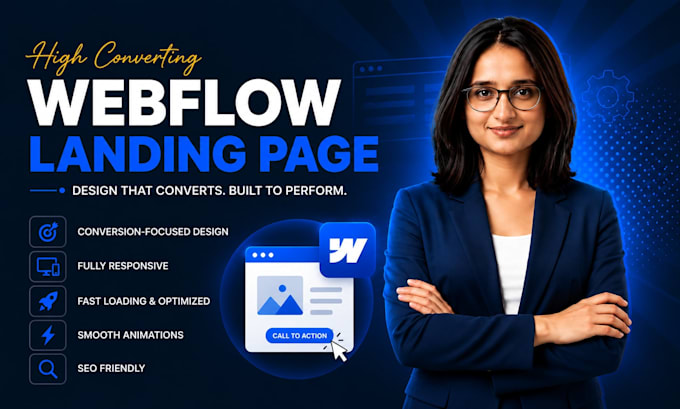 design and develop responsive webflow landing page as webflow expert