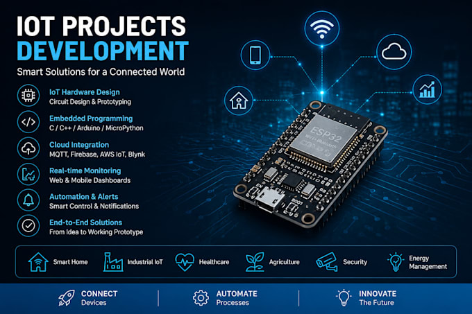 develop iot projects with esp32, sensors and cloud dashboard