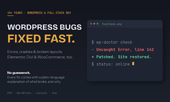 fix wordpress errors, bugs, and site issues